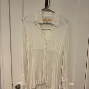 Urban Outfitters Cream Frayed Long Sleeve